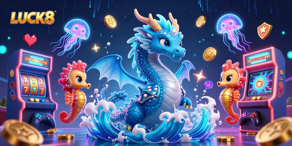Engage with LUCK8 through a dynamic scene of casino elements and enchanting characters.