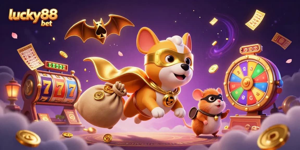 Experience the excitement of lucky88 bet with colorful casino elements and dynamic characters in action.