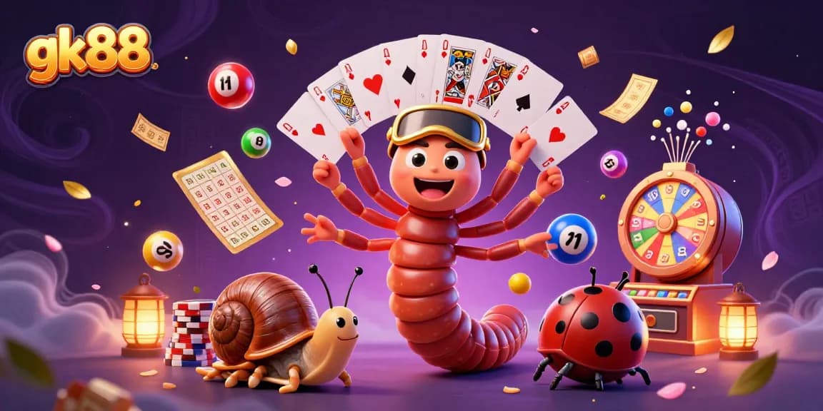 Engage in thrilling casino action with gk88 featuring a vibrant cartoon dealer and dynamic games.