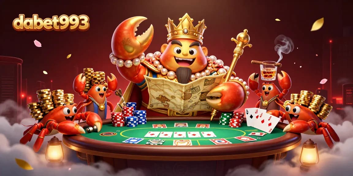 Engage with dabet993's vibrant casino scene featuring a golden crab emperor and exciting gameplay elements.