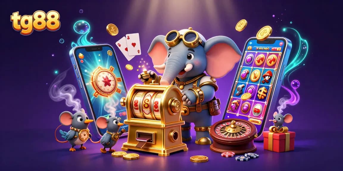 Experience thrilling wins with tg88 at an ultra-detailed casino scene featuring steampunk characters.
