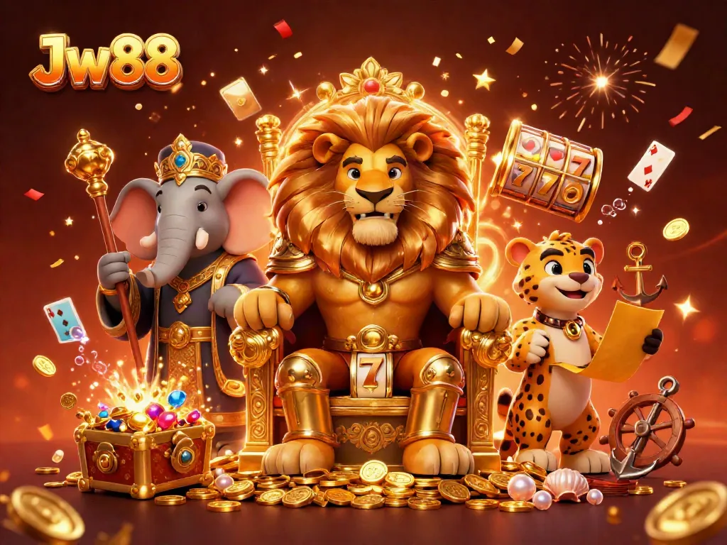 Experience thrilling gameplay with Jw88's exciting casino adventure featuring characters and slot elements.