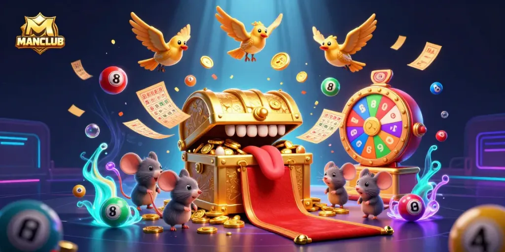 Engage in thrilling MANCLUB gaming with colorful bingo balls and exciting prizes.