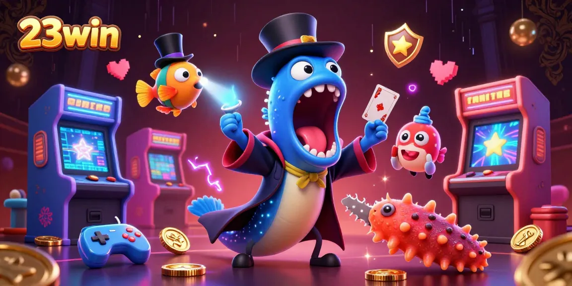 Engage in thrilling gameplay with 23win, featuring vibrant characters and colorful casino elements.