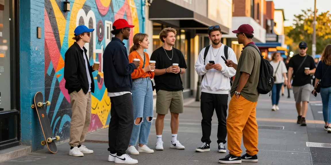 Fashion tips in action: stylish individuals showcase diverse urban outfits and accessories in a vibrant city setting.