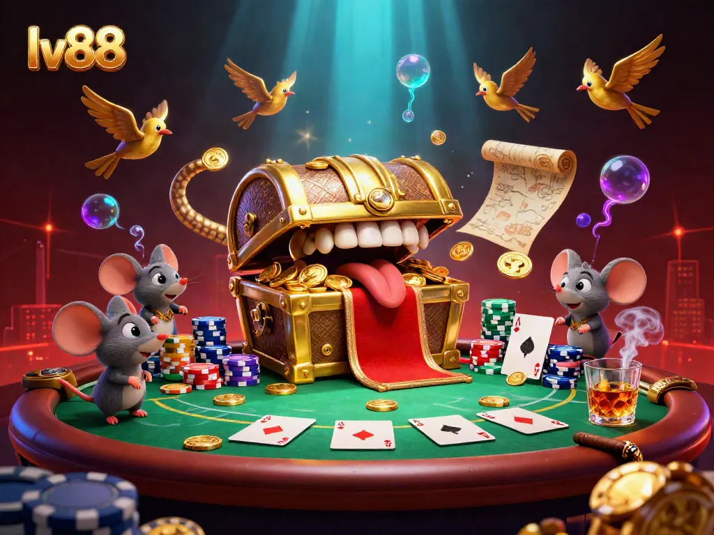 Experience riches with lv88 casino treasures amidst poker excitement and vibrant visuals.