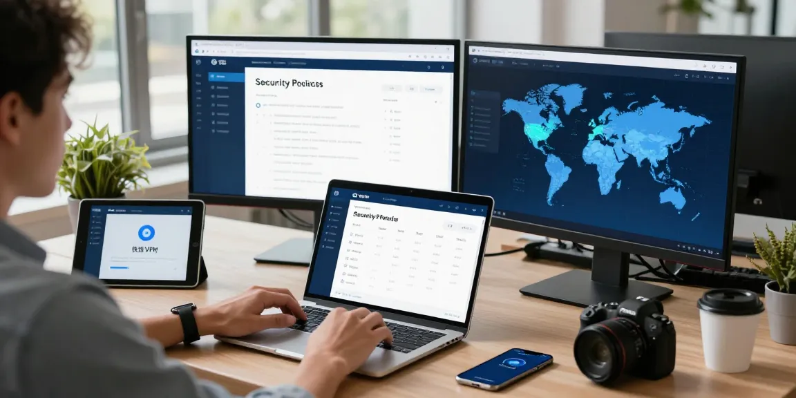 快连 user accessed real-time VPN statistics on a laptop in a modern tech workspace.