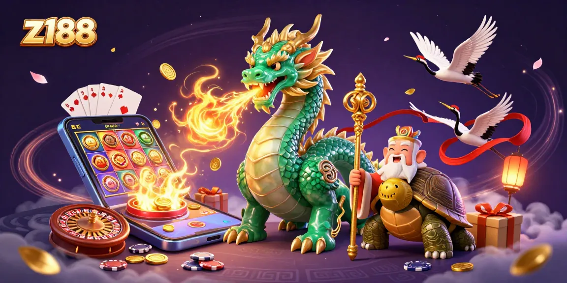 Experience thrilling gameplay at z188 with this illustration showcasing a vibrant casino scene.