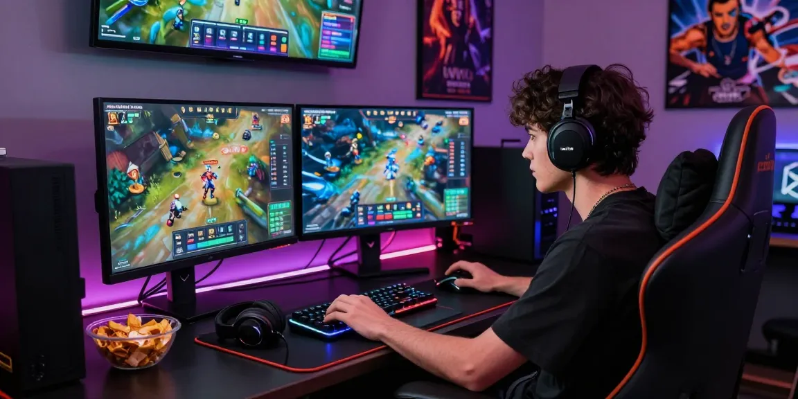 Engaging gaming setup showcasing iwin interface with vibrant graphics, stylish individual gaming.