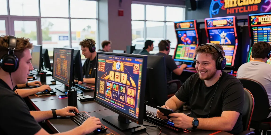 Exciting gaming moment at HITCLUB with players enjoying slot and table games, showcasing energetic atmosphere.
