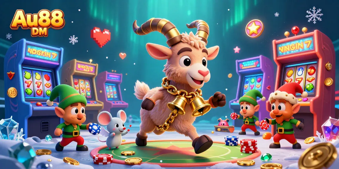Experience thrilling action with Au88 DM at a festive casino with elves and playful characters.