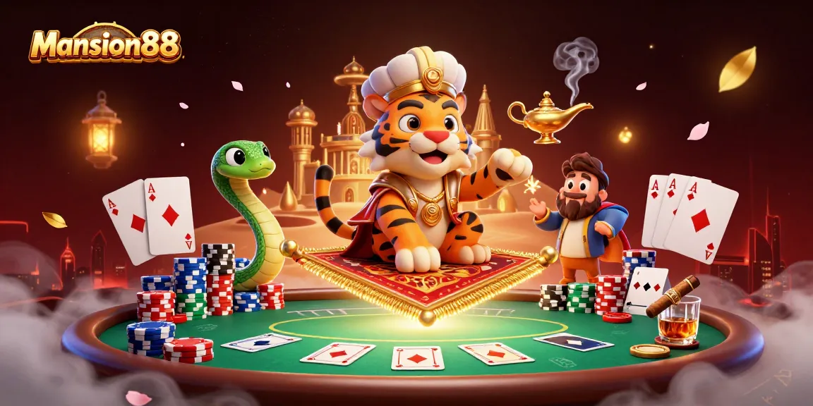 Experience thrilling adventures with Mansion88, featuring an Arabian tiger sultan and magical casino elements.