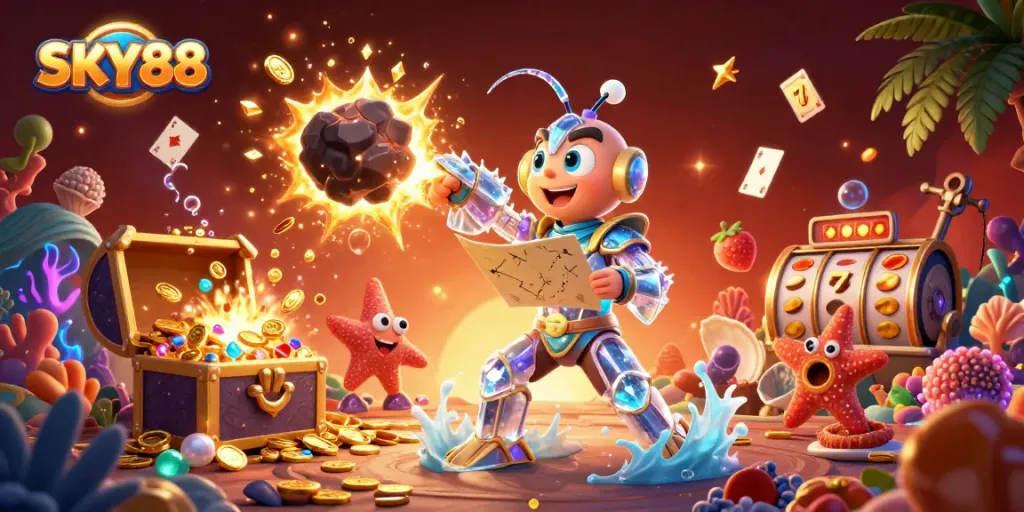 Experience the thrill of SKY88's casino games with dynamic slots and vibrant 3D adventures.