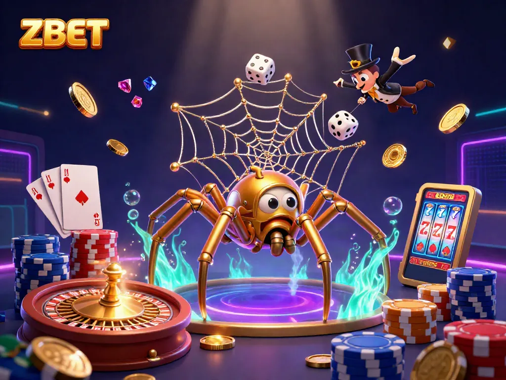 ZBET showcases a captivating casino scene with steampunk elements and cascading coins, delivering thrilling gambling experiences.