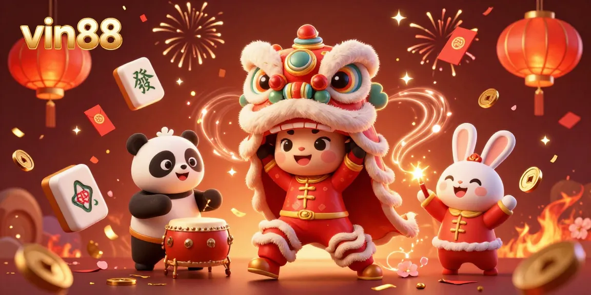 Engage with vin88 casino games while surrounded by festive characters, symbols, and dramatic illustrations.