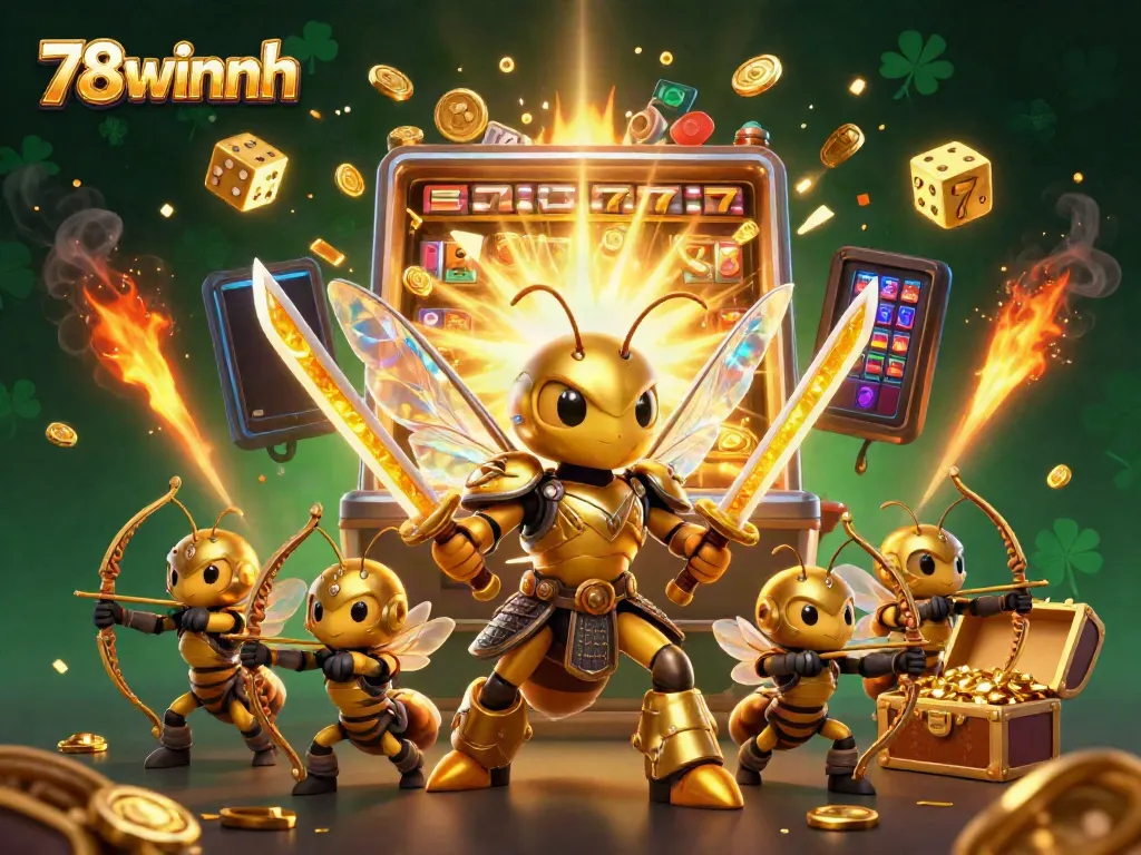 Experience thrilling gameplay at 78winnh with a vibrant slot machine jackpot scene featuring unique characters.