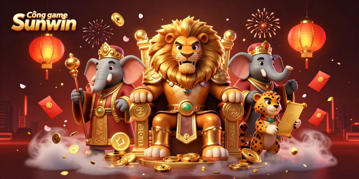 Experience the excitement of Cổng game Sunwin with vibrant 3D gaming elements and royal characters.