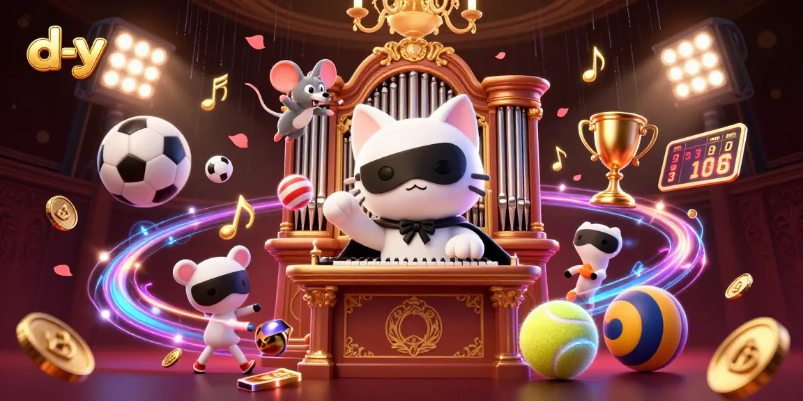 Experience exciting gambling action with d-y's vibrant illustration featuring the phantom cat and mouse acrobat.