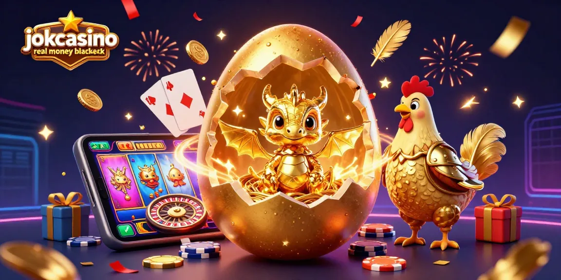 Experience jokacasino real money blackjack with vibrant golden dragon and casino-themed elements in action.