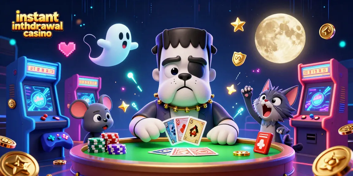 Join the action at an instant withdrawal casino with a lively 3D scene featuring unique characters engaged in gaming.