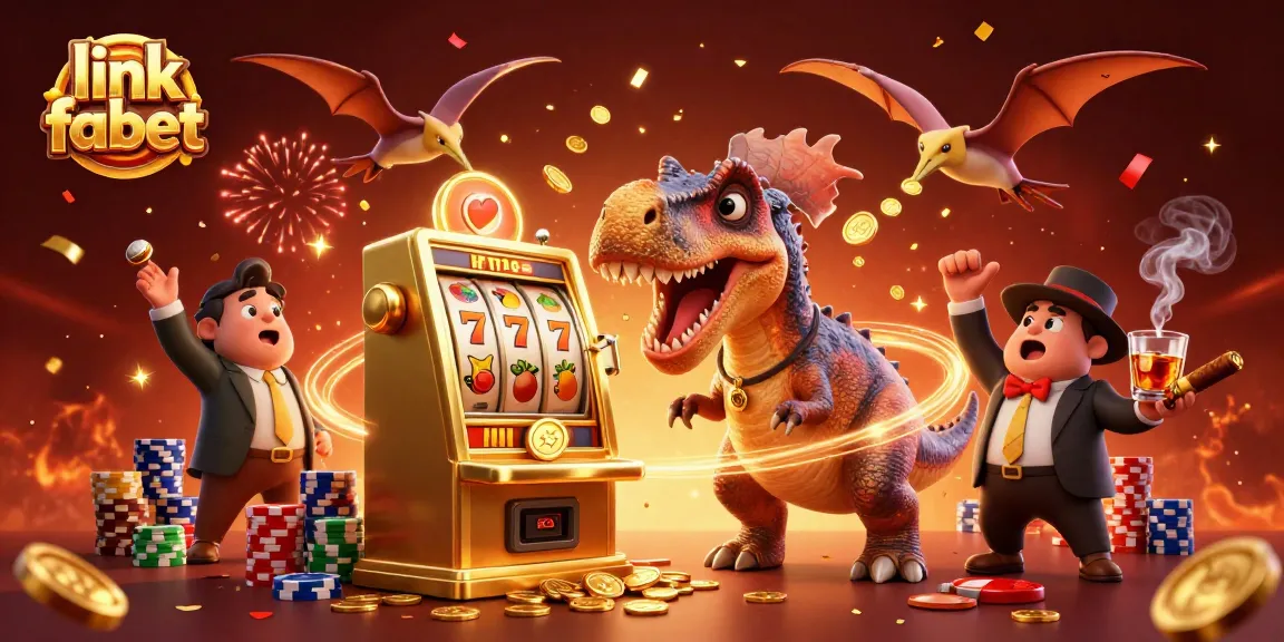 Catch the jackpot at link fabet with a pachycephalosaurus and dynamic casino scene.