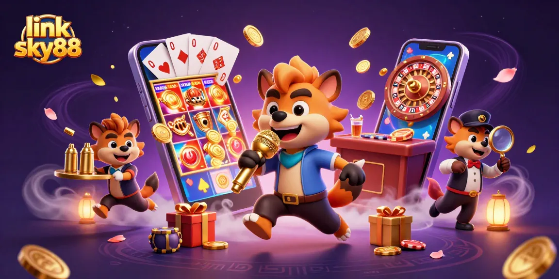 Experience the thrill with link sky88, featuring hyenas in a vibrant casino club atmosphere.